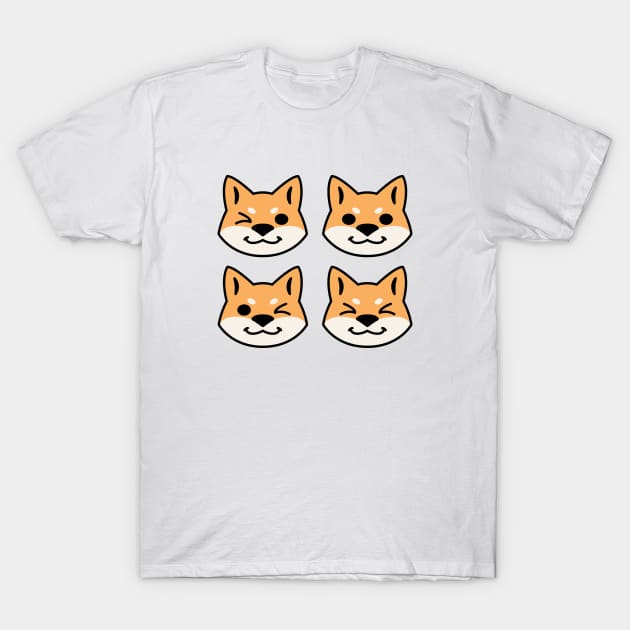 Four Red Shibas T-Shirt by kaeru